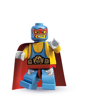 Hvis du synes, at amerikansk fribrydning er et et lidt vanvittigt show med dets helte, skurke og aftalte brydekampe, så er mexicansk fribrydning helt anderledes kaotisk. Det lidt mærkelige ved denne minifigur er, at han ikke har nogen modstandere.