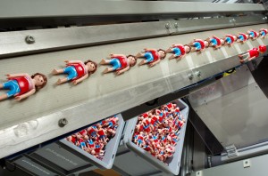 Playmobil-figurer bliver fremstillet på Playmobils egen fabric på Malta. De fleste figurer samles af maskiner, og det tager cirka 1,5 sekunder at samle en figur. Men enkelte figurer må grundet specialelementer stadig samles i hånden, hvilket tager cirka 18 sekunder. Der produceres 100 millioner Playmobil-figurer om året, og siden Playmobil blev opfundet i 1974 er det blevet til i alt 2,7 milliarder figurer.